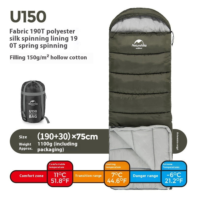 Naturehike Hooded Envelope Sleeping Bag Cold-Proof Double Camping Outdoor
