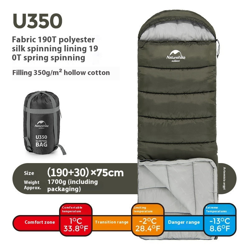 Naturehike Hooded Envelope Sleeping Bag Cold-Proof Double Camping Outdoor