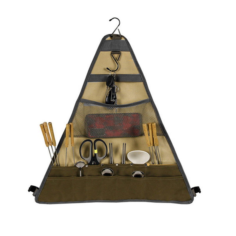 Camping Tableware Set Foldable Hanging Cookware Utensil Bag
