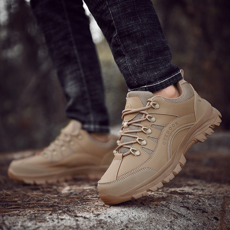 Men’s Leather Low-Top Hiking Boots Autumn Winter Outdoor Sneakers Wholesale