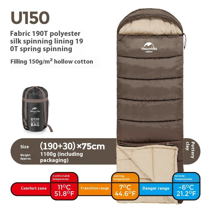Naturehike Hooded Envelope Sleeping Bag Cold-Proof Double Camping Outdoor