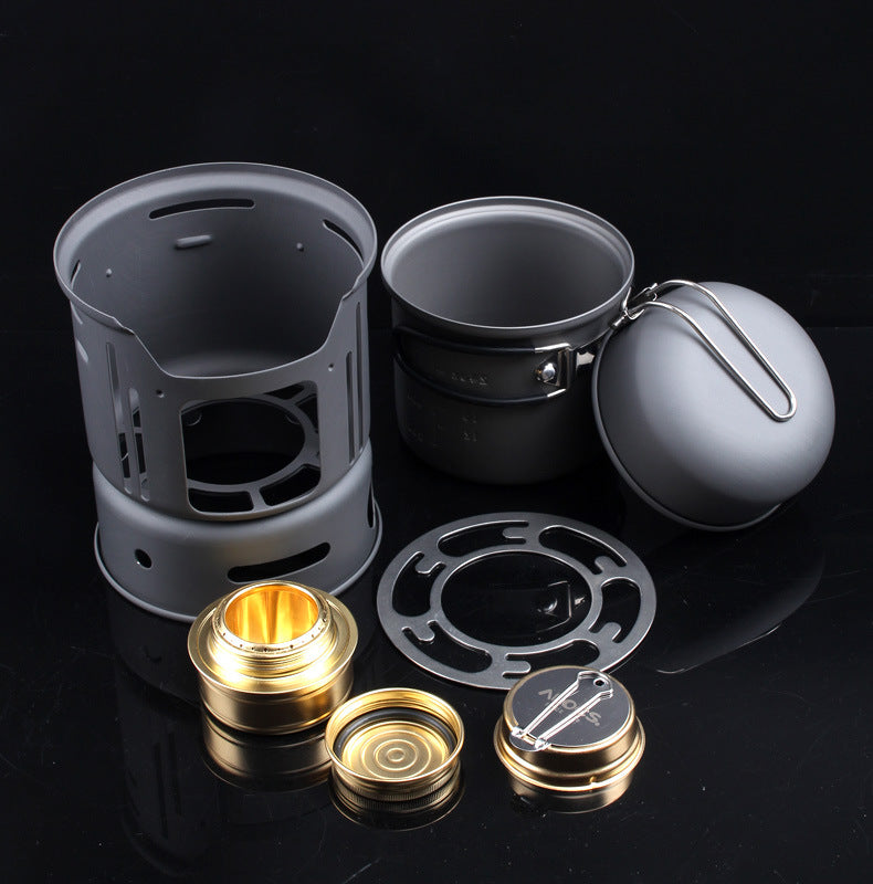 Aluminum Alloy Camping Cookware Set 7-Piece Portable Set For 1-2 People