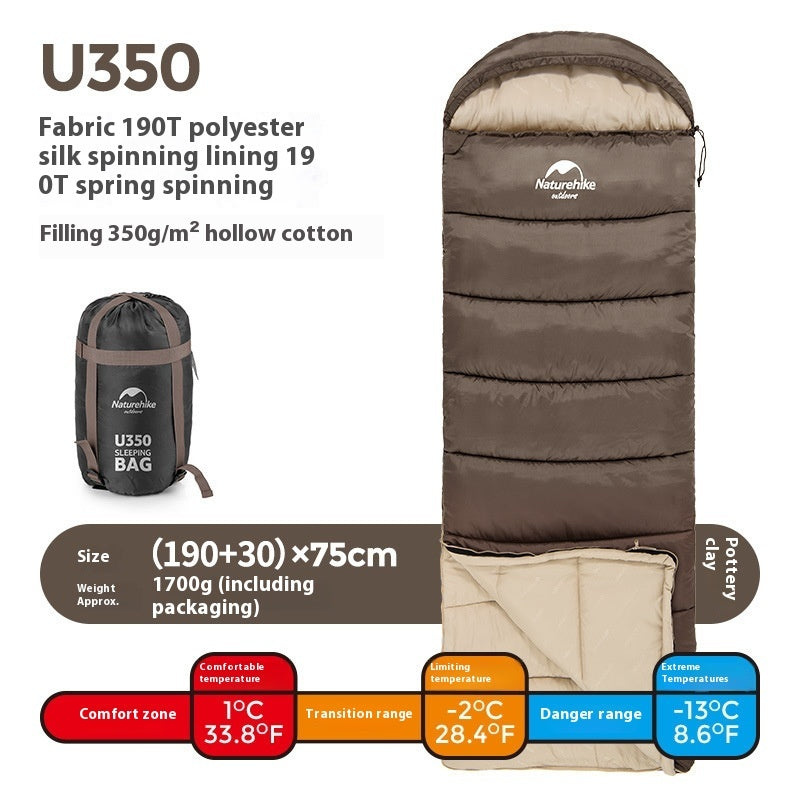 Naturehike Hooded Envelope Sleeping Bag Cold-Proof Double Camping Outdoor