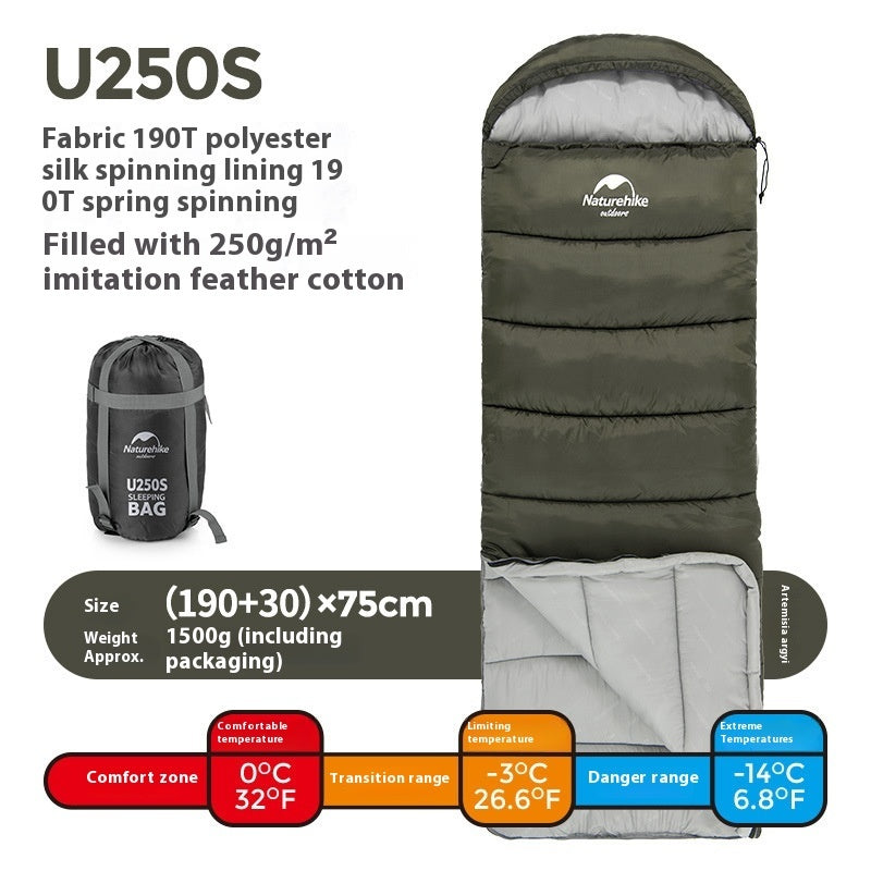 Naturehike Hooded Envelope Sleeping Bag Cold-Proof Double Camping Outdoor