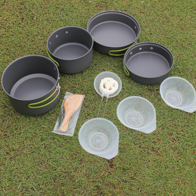 Portable Camping Cookware Set Non-Stick Pan Pot Bowl Set