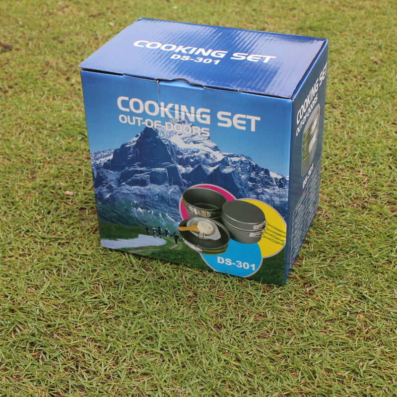 Portable Camping Cookware Set Non-Stick Pan Pot Bowl Set