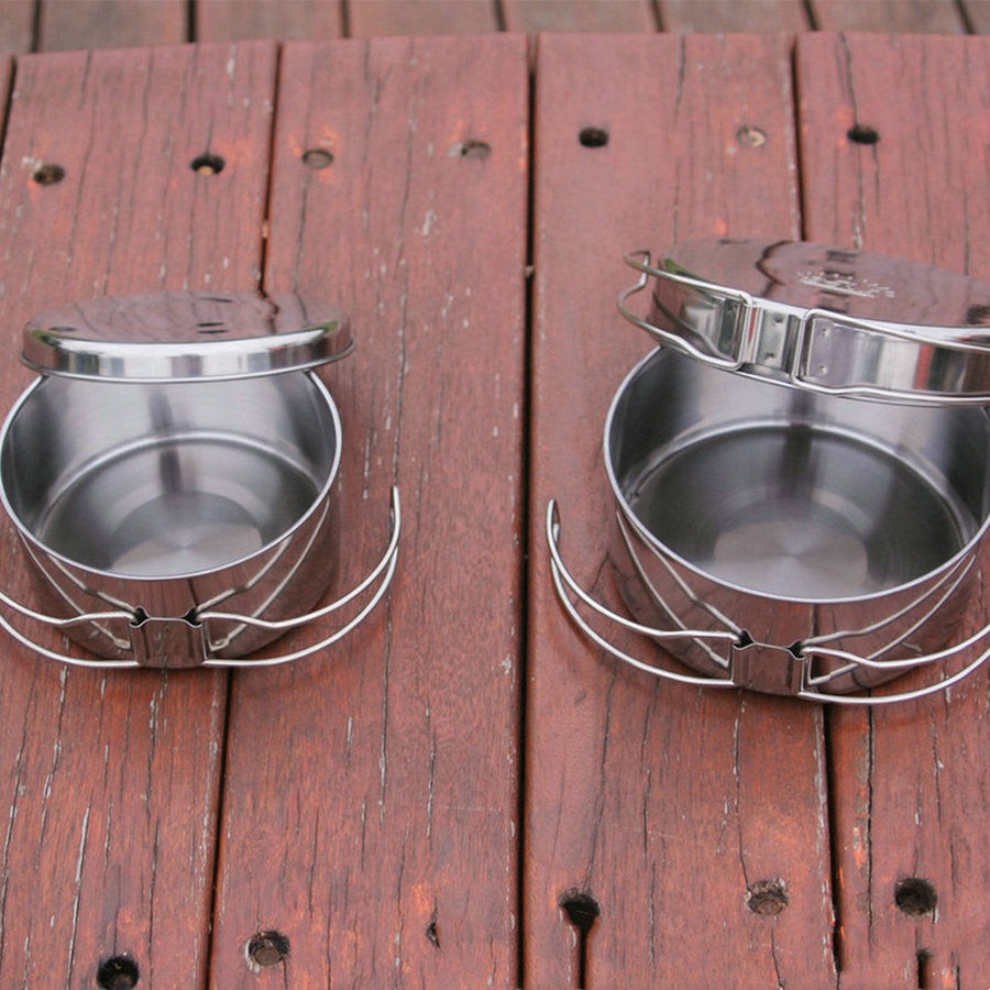 Outdoor Stainless Steel Camping Cookware Set Portable Pot Kit