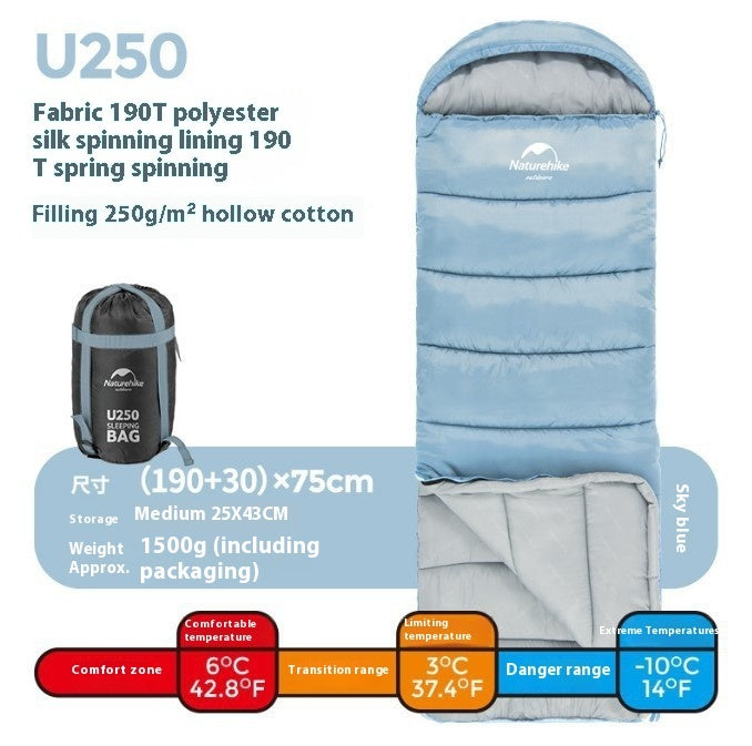 Naturehike Hooded Envelope Sleeping Bag Cold-Proof Double Camping Outdoor