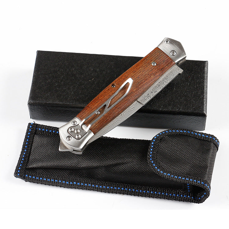 VG10 Damascus Folding Pocket Hunting Knife Wenge Handle EDC