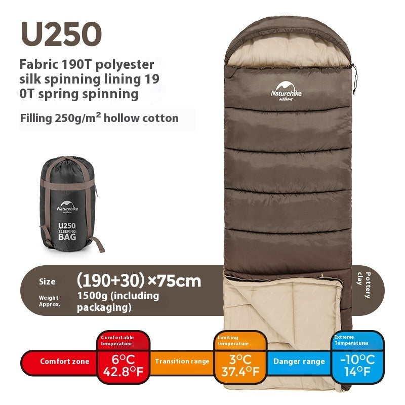 Naturehike Hooded Envelope Sleeping Bag Cold-Proof Double Camping Outdoor