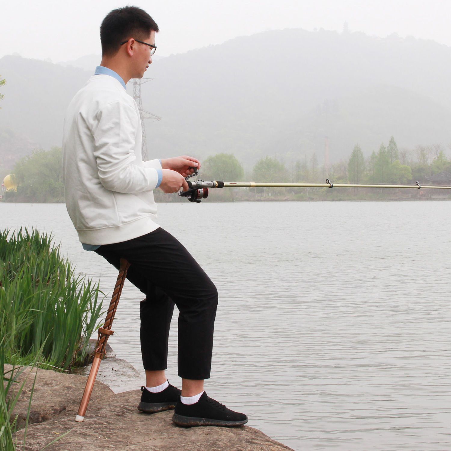 Folding Trekking Pole with Portable Stool