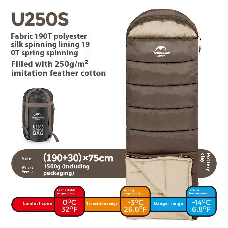 Naturehike Hooded Envelope Sleeping Bag Cold-Proof Double Camping Outdoor