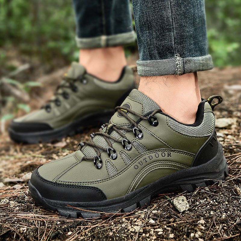 Men’s Leather Low-Top Hiking Boots Autumn Winter Outdoor Sneakers Wholesale