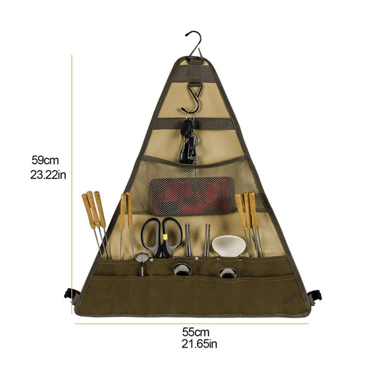 Camping Tableware Set Foldable Hanging Cookware Utensil Bag