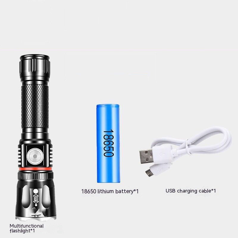 T6 Telescopic Strong Light Camping Flashlight Multifunctional Outdoor Torch