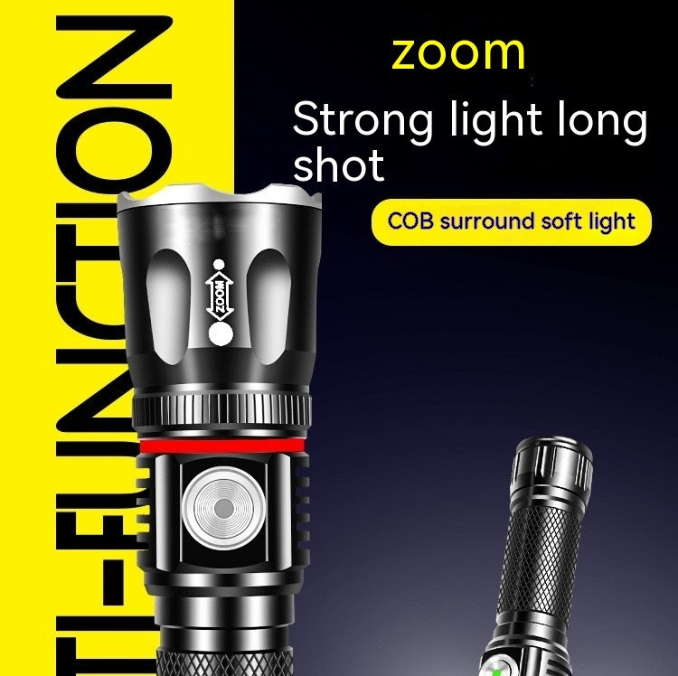T6 Telescopic Strong Light Camping Flashlight Multifunctional Outdoor Torch