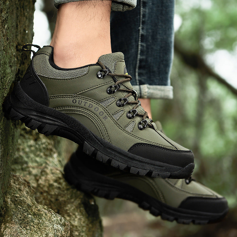 Men’s Leather Low-Top Hiking Boots Autumn Winter Outdoor Sneakers Wholesale