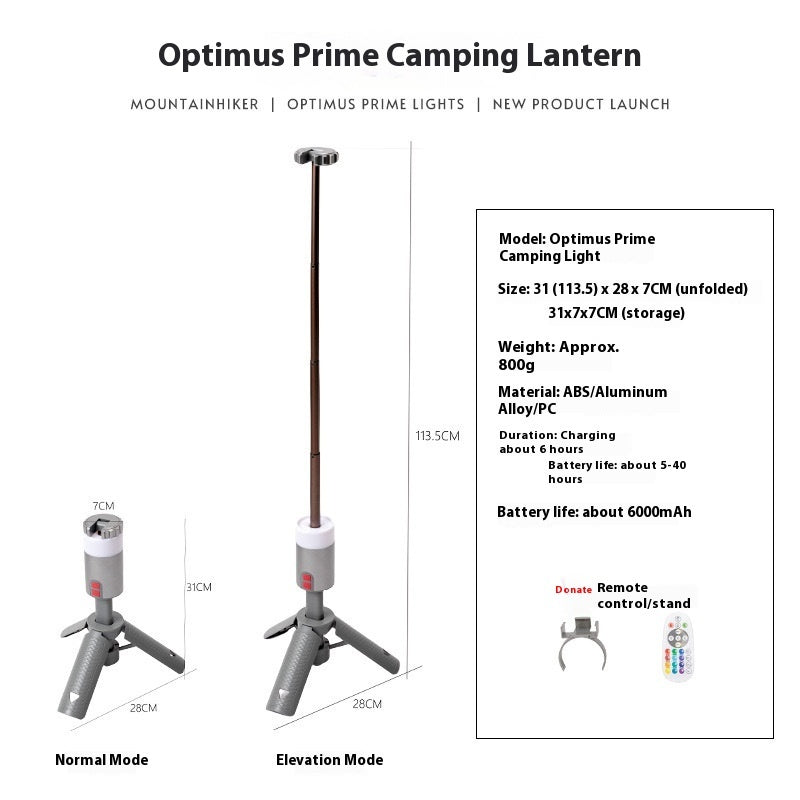Portable Aluminum Camping Lantern Retractable Bracket Ambience Light