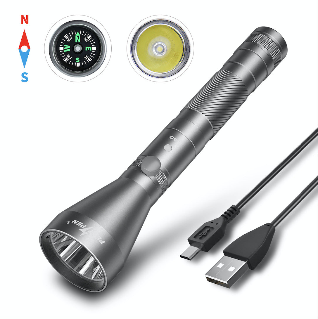 Rechargeable Camping Flashlight With Compass