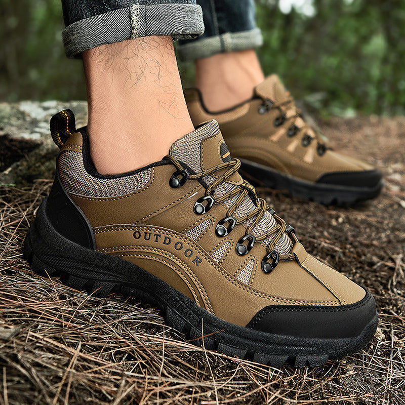 Men’s Leather Low-Top Hiking Boots Autumn Winter Outdoor Sneakers Wholesale