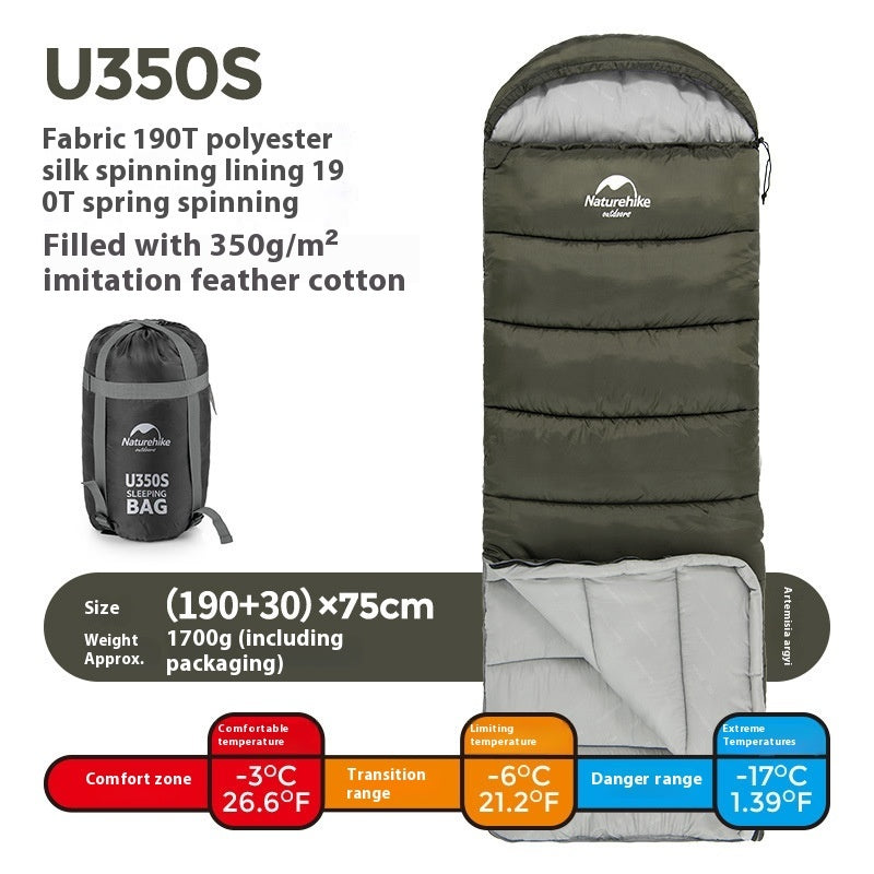 Naturehike Hooded Envelope Sleeping Bag Cold-Proof Double Camping Outdoor