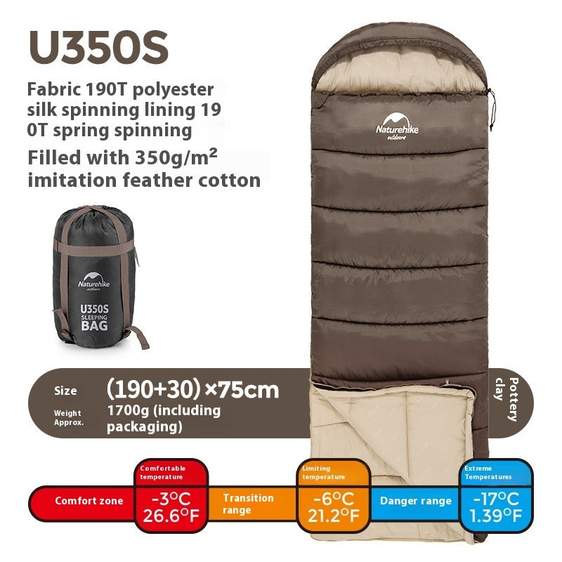 Naturehike Hooded Envelope Sleeping Bag Cold-Proof Double Camping Outdoor