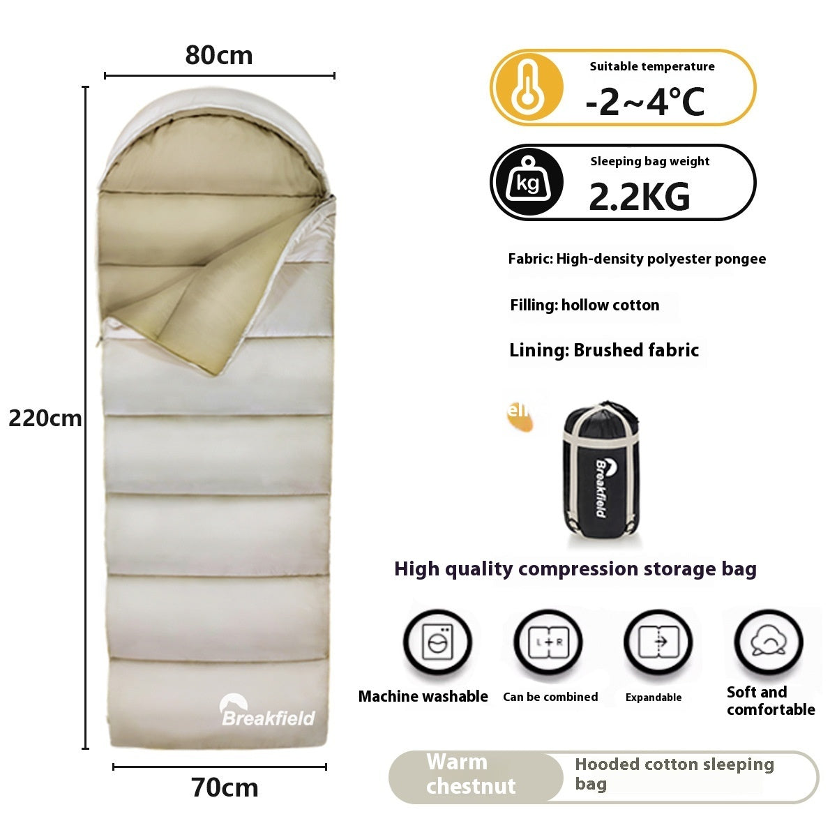 Four Seasons Waterproof Cotton Camping Sleeping Bag